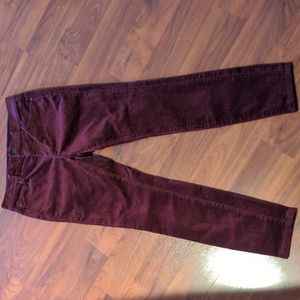 Ann Taylor burgundy velvet skinny jeans size 2P